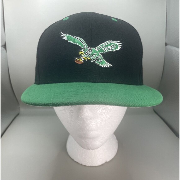 New Era 59Fifty Snapback Hat Philadelphia Eagles Retro OSFM Black Green NFL - Picture 1 of 8